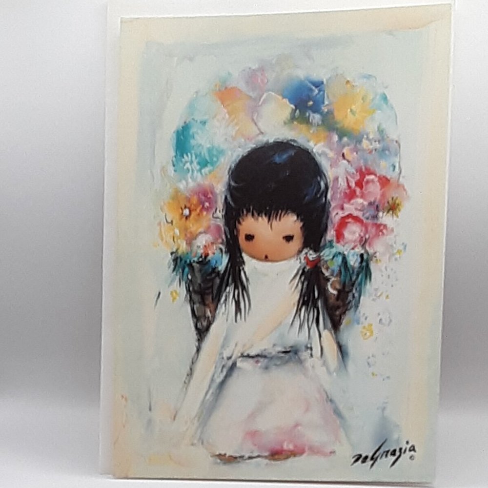 Flower Girl Ted De Grazia Blank Greeting Card Collectible Frameable Vintage Art